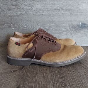 Bass Men's Pasadena Saddle Taupe Suede Oxfords Size 11.5